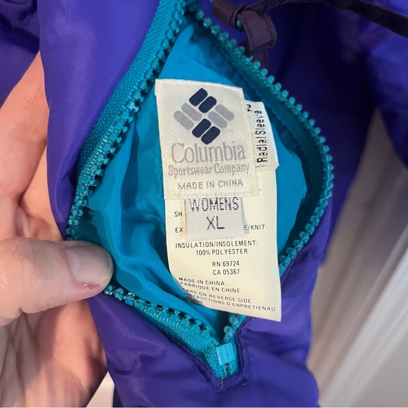Vintage 90s Columbia Reversible Purple Teal Ski Snow Winter Jacket Coat XL - Picture 8 of 11